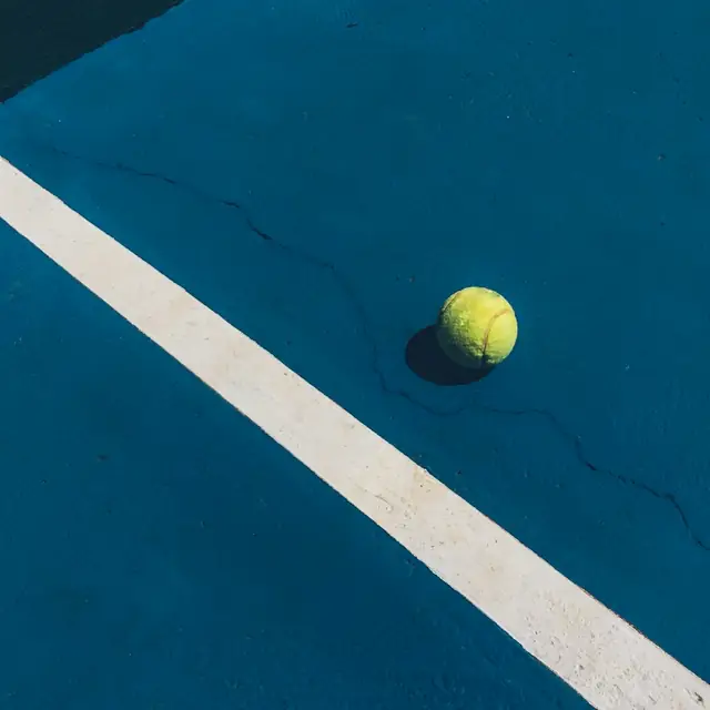 Cover: a ball on a blue hard court